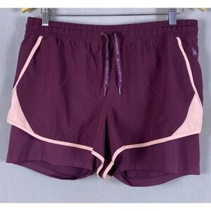 Spyder Active Womens‎ 2 In 1 Shorts Burgundy Peach Size L Athleisure Running Gym
